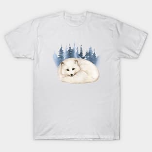 Watercolor white wolf laying T-Shirt